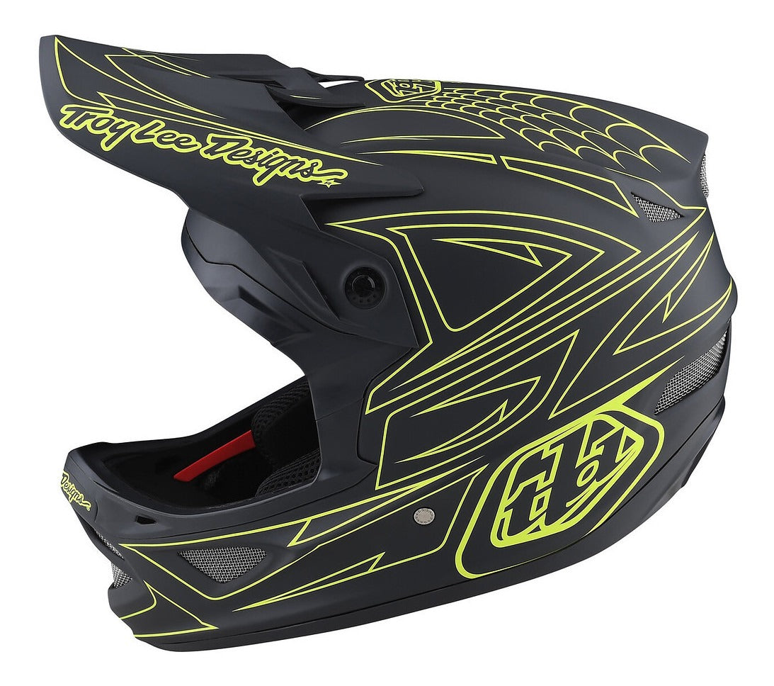 Casco Troy Lee Designs D3 Fiberlite Spiderstripe Gray / Yellow